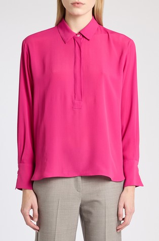 Half-button satin blouse