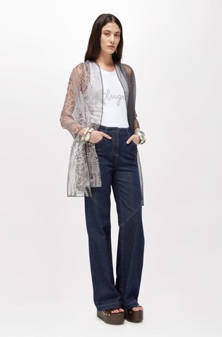 Animalier pleated tulle stole