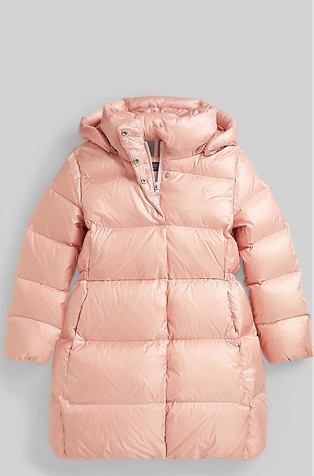 Duža jakna punjena paperjem s metalnim sjajem i kapuljačom