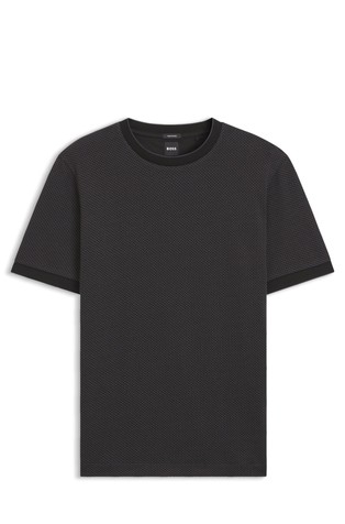 Mercerised-cotton T-shirt with two-tone structure