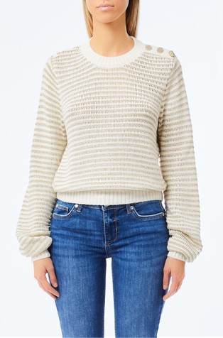 Striped cotton-blend sweater with lurex®