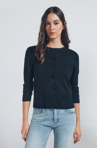 Cardigan with round neck in viscose blend