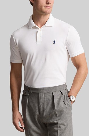 Custom slim fit rastezljiva polo majica s mrežastom strukturom