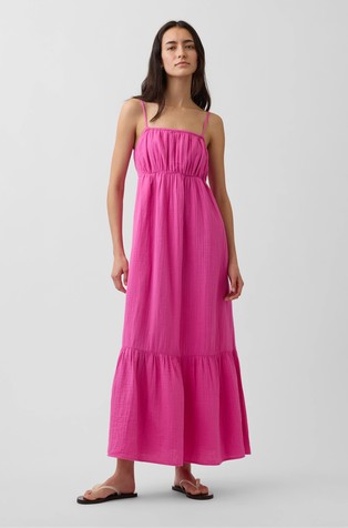 Cotton Gauze Tiered Empire Waist Dress