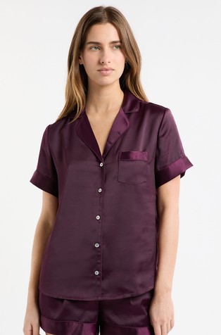 Gia satin short-sleeved shirt pyjama top