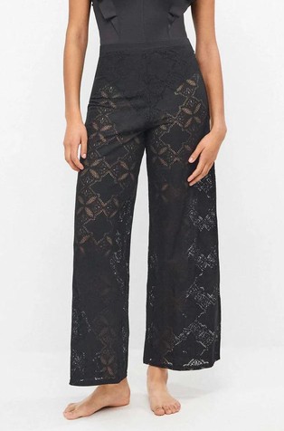 Sheer trousers in structured fabric