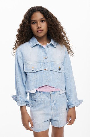 Kratka denim jakna s poderotinama