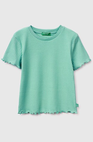 Slim fit rebrasta majica kratkih rukava