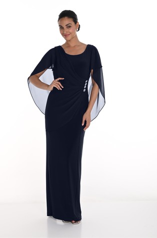 Long gown with cape-effect overlay