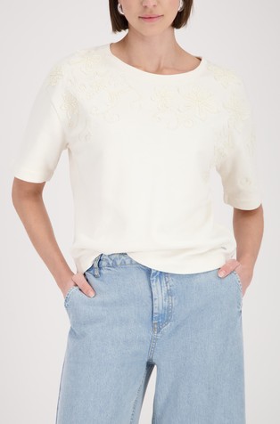 Cotton T-shirt with floral embroidery
