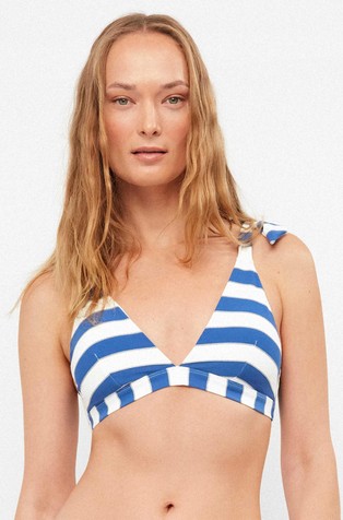 Striped triangle bikini top