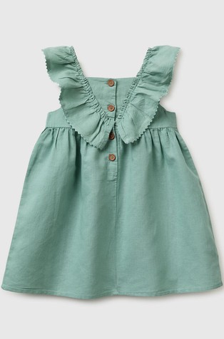 Linen blend dress with ruffles