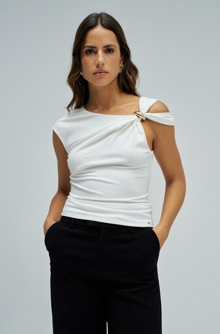 Top with asymmetrical neckline