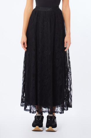 Duga suknja od čipke od mješavine pamuka