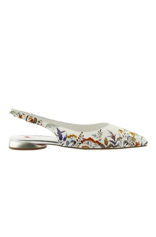 Mona Leather Floral-print Slingballerinas