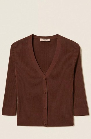 V-neck cardigan in cotton and silk