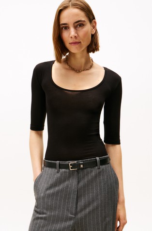 Slim fit majica od rastezljive viskoze s 3/4 rukavima