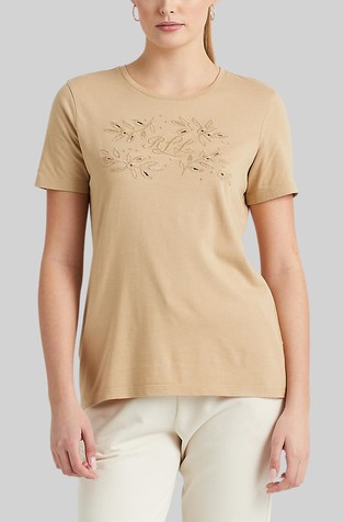 Eyelet Logo Cotton-Blend Tee