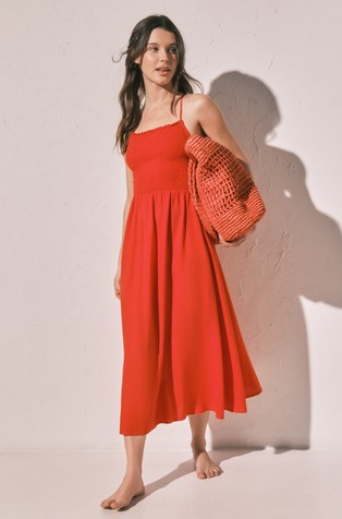 Midi viscose and linen dress