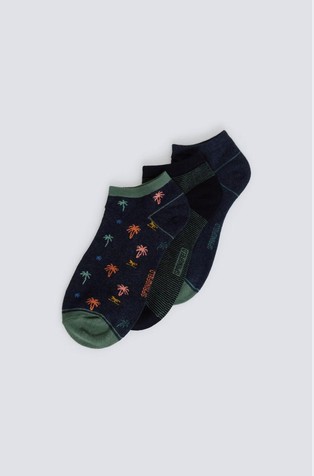Paket od 3 para niskih čarapa s motivima palmi