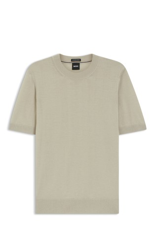 Short-sleeved sweater in merino wool