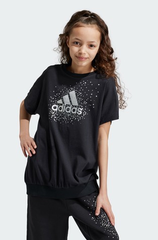 Majica sa svjetlucavim logotipom i rebrastim obrubom