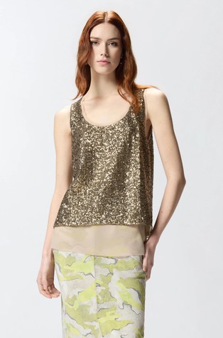 Fully sequinned vest top