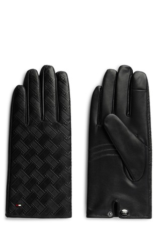 Leather Gloves with Embossed Flag Pattern