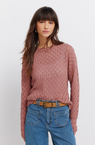 Pleten pulover s rupičastim uzorkom