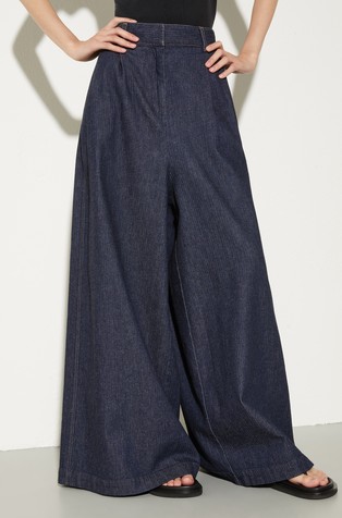 Textured denim maxi culottes