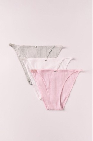 Pack of 3 cotton pointelle panties