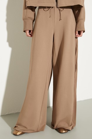 Wide cotton joggers with contrast inserts