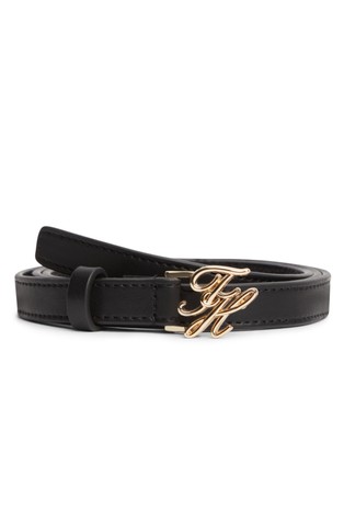 Slim Logo Plaque Buckle Leather Belt