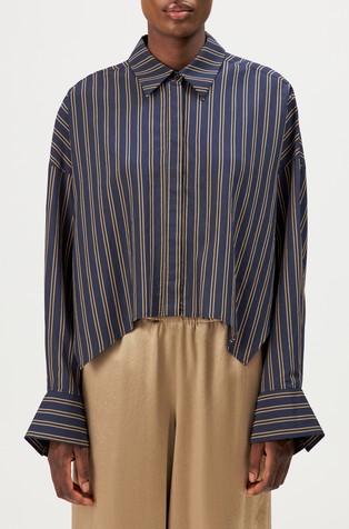 Oversized striped shirt blouse in viscose blend
