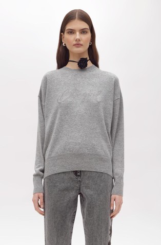 Pleten logo pulover od mješavine vune i kašmira