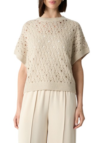 Rupičasto pleten pulover kratkih rukava sa šljokicama