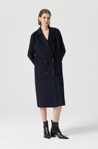 Straight fit kaput od mješavine vune