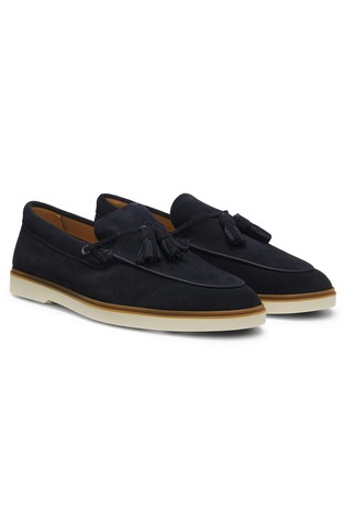 Suede loafers with tassel trim
