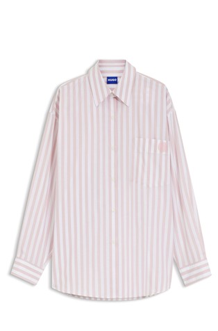 Striped-cotton oversized-fit blouse