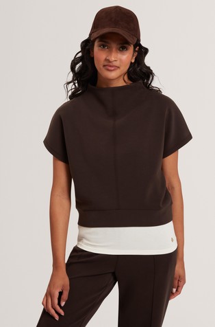 Pulover od mješavine modala kratkih rukava s povišenim ovratnikom