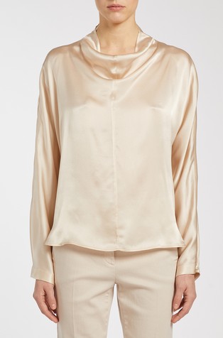 Monochrome silk-blend blouse