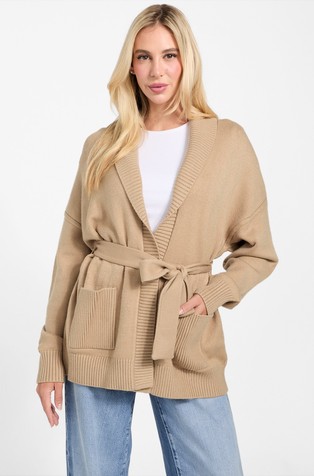 Open cardigan with belt