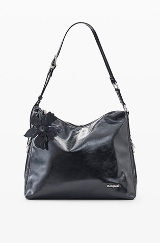 Medium faux leather floral charm bag