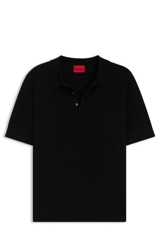 Knit polo with covered placket