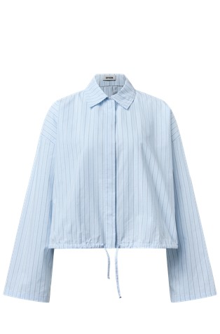 Cropped drawstring striped shirt