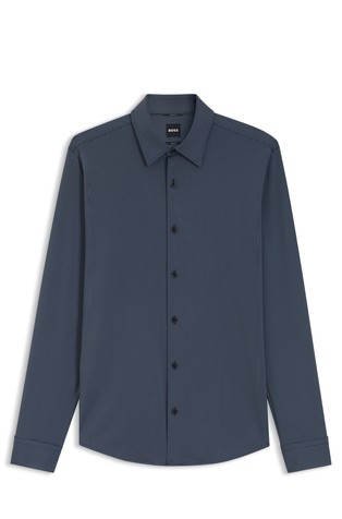 Slim fit košulja od performance-stretch jerseya s uzorkom