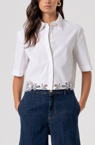 Cropped košulja kratkih rukava s vezom