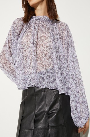 Sheer crepon loose shirt