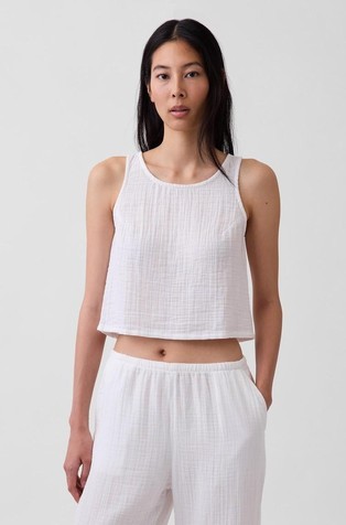 Ženska bluza bez rukava sa zgužvanim izgledom