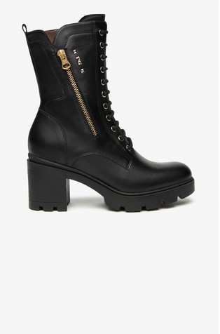 Heeled leather booties